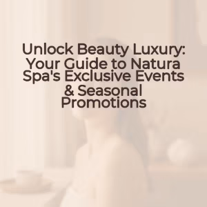 A serene female model with dewy skin and a soft smile, in a relaxed pose, with a blurred natural background. The image has a soft focus and warm tones, evoking a spa-like, luxurious feeling.