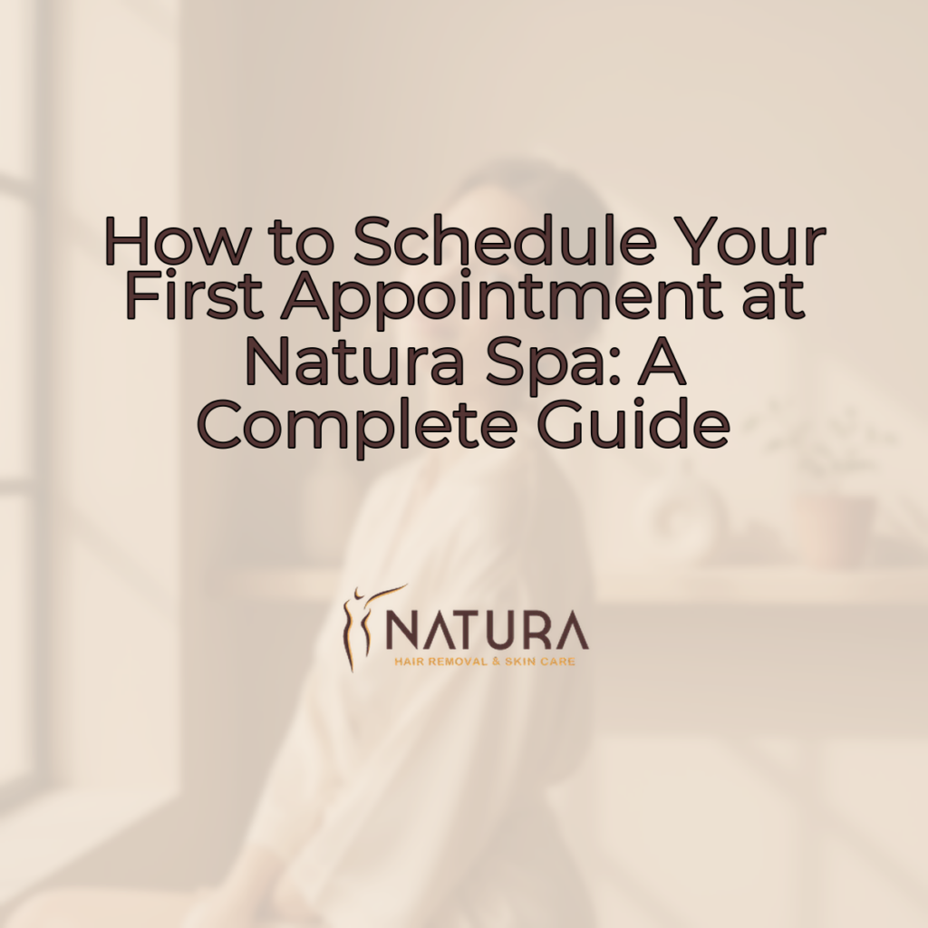 A woman with glowing skin, elegant posture, and a genuine confident smile is touching her face. The background is softly blurred with warm beige, cream, and soft brown tones, creating a luxurious and natural spa-like atmosphere.