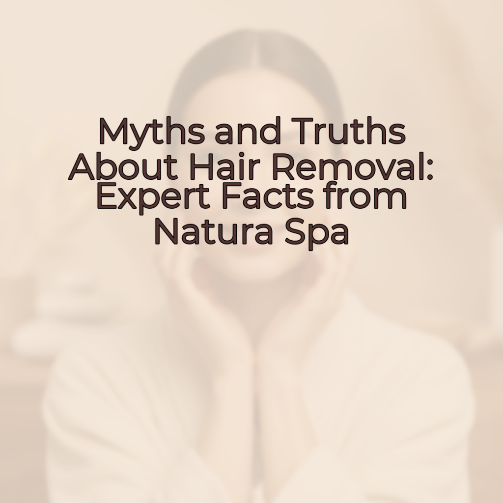 A woman with glowing skin, relaxed pose, and confident smile is featured in this professional skincare promotional background, embodying a luxurious and natural spa aesthetic.