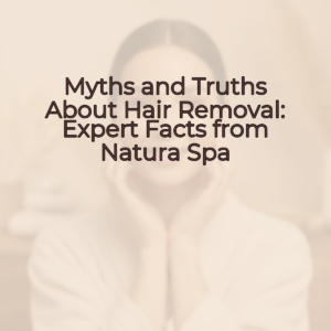 A woman with glowing skin, relaxed pose, and confident smile is featured in this professional skincare promotional background, embodying a luxurious and natural spa aesthetic.