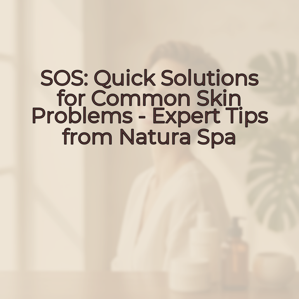 A woman with short hair and glowing skin smiles confidently while gently touching her face. The background is softly blurred with warm, natural tones, evoking a spa-like atmosphere.