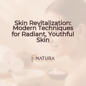 A serene female face with glowing skin, showcasing natural beauty and relaxation.