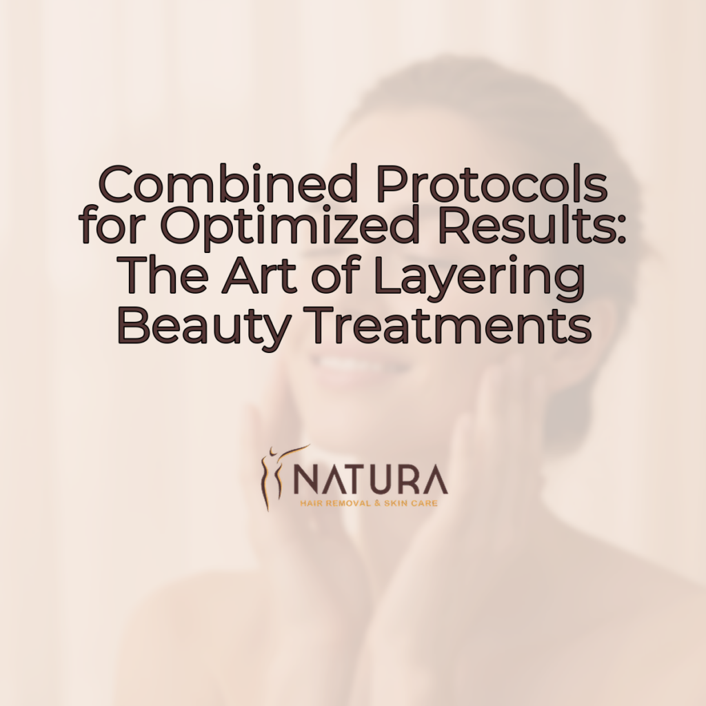 A tasteful female model (woman, eyes closed, soft bokeh) with natural glowing skin, relaxed pose touching face, and genuine confident smile, with soft diffused lighting, against a slightly blurred background in warm beige, cream, and soft brown tones.