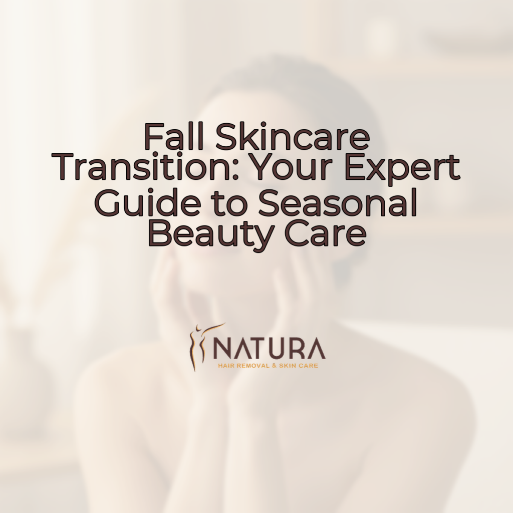 A woman with her eyes closed, radiating a confident smile, gently touches her face, showcasing natural glowing skin amidst a soft, blurred background in warm beige and cream tones.