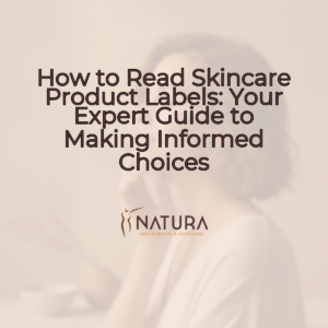 A tasteful female model with short hair and minimalist style, natural glowing skin, relaxed pose touching her face, and a genuine confident smile. The background is slightly blurred with soft, diffused lighting and a warm beige, cream, and soft brown palette. The overall mood is luxurious, natural, trustworthy, and spa-like, reflecting professional skincare promotion.