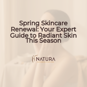 A serene female model with glowing skin and a relaxed, confident smile, touching her face gently. The background is softly blurred with warm beige, cream, and soft brown tones, creating a luxurious and natural spa-like atmosphere.