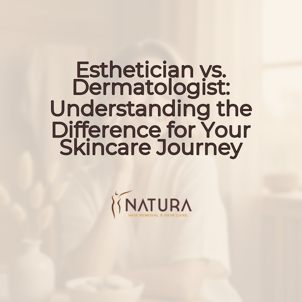 A warm, natural, and luxurious skincare promotional background featuring a woman with glowing skin and a confident smile, in a spa-like setting.