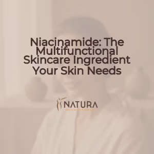 A serene female face with glowing skin, showcasing a natural, spa-like aesthetic.