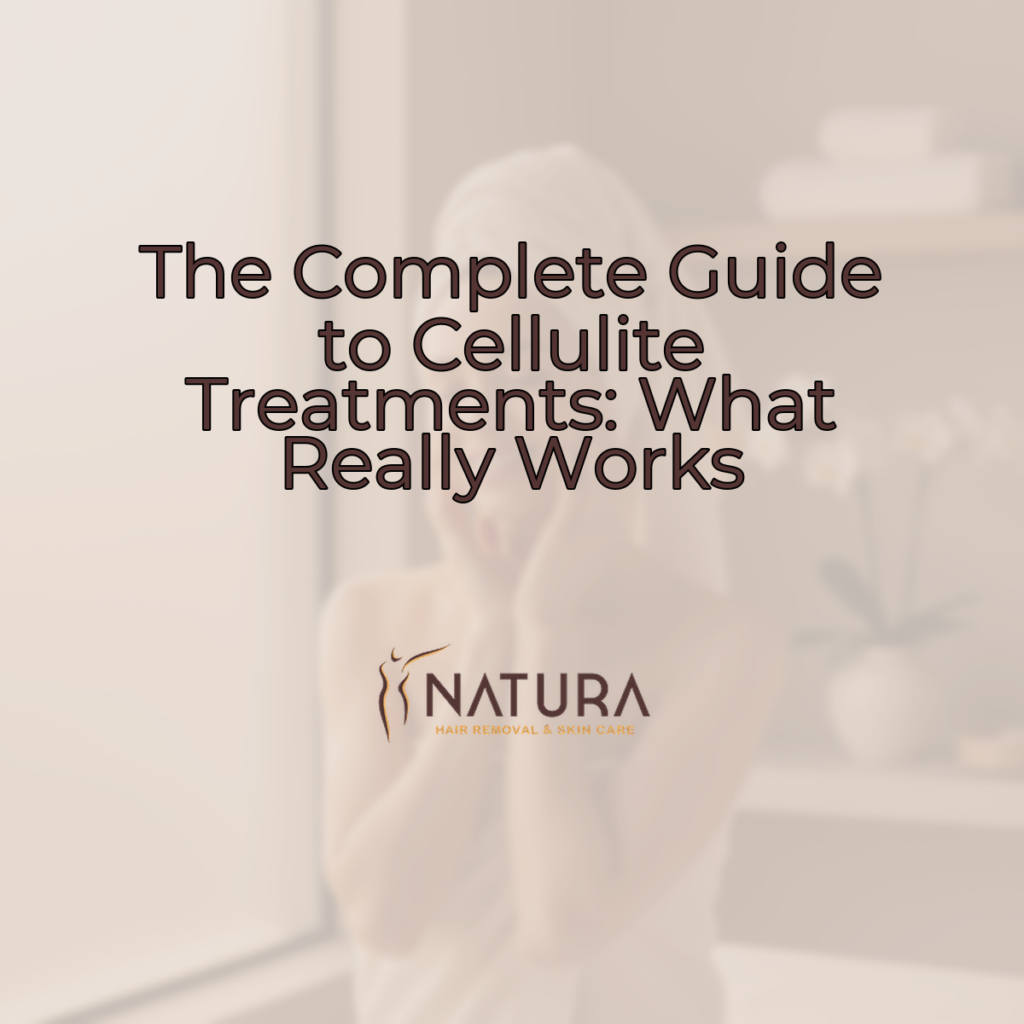 A luxurious spa setting with a woman in a towel, glowing skin, soft lighting, and warm beige tones.