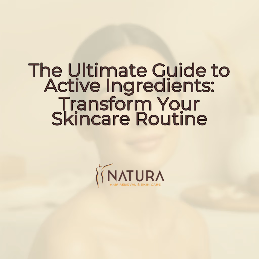 A professional skincare promotional background with a warm, natural aesthetic. A tasteful female model with natural glowing skin, a relaxed pose touching her face or engaging with her routine, and a genuine confident smile is depicted. The scene features soft diffused lighting and a slightly blurred background, fitting a luxurious, natural, trustworthy, spa-like brand mood. The color palette is warm beige, cream, and soft brown.