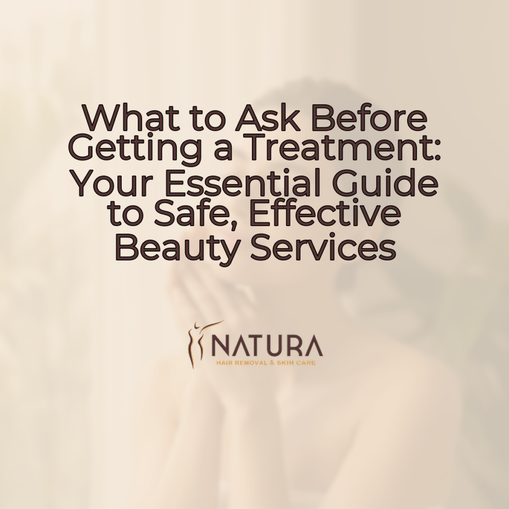 A woman with her eyes closed and a relaxed pose, touching her face with a genuine confident smile. Her natural glowing skin is highlighted by soft diffused lighting. The background is slightly blurred with warm beige, cream, and soft brown tones, creating a luxurious and natural spa-like atmosphere.