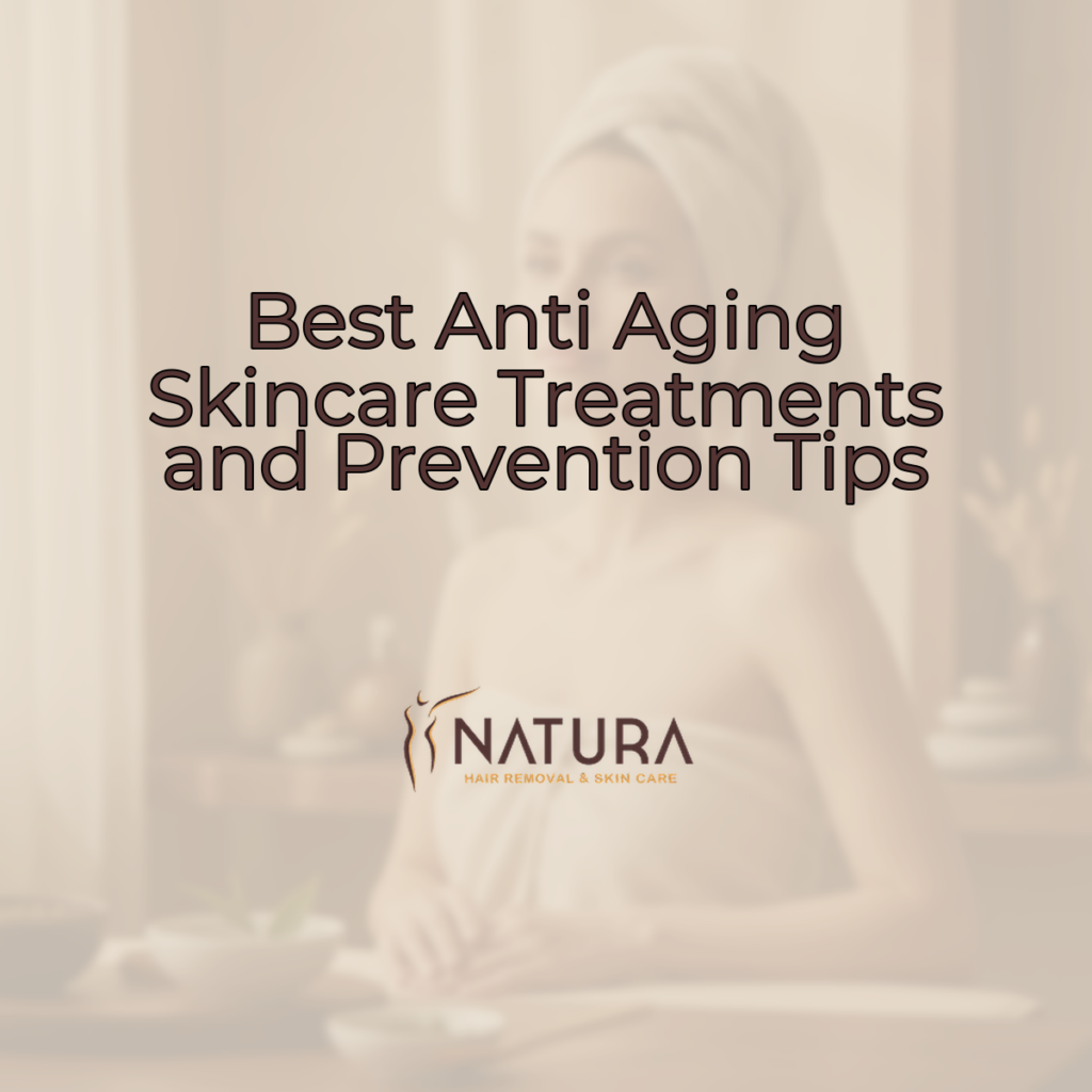 A professional skincare promotional background with a soft, warm natural aesthetic. The image features a female model with natural glowing skin, a relaxed pose, and a confident smile, in a spa setting. The background is slightly blurred with warm beige, cream, and soft brown tones.