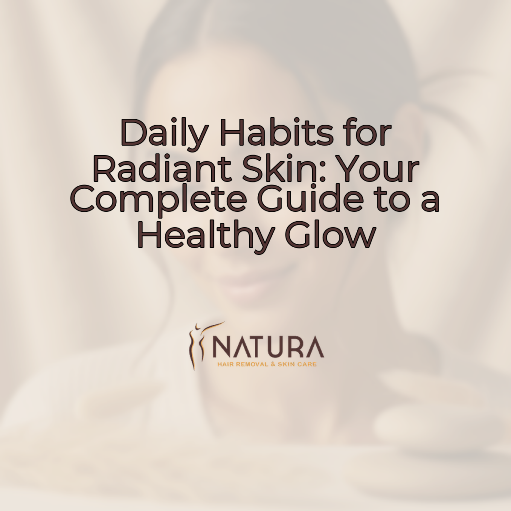 A woman confidently touching her glowing face, hinting at a luxurious and natural skincare experience.