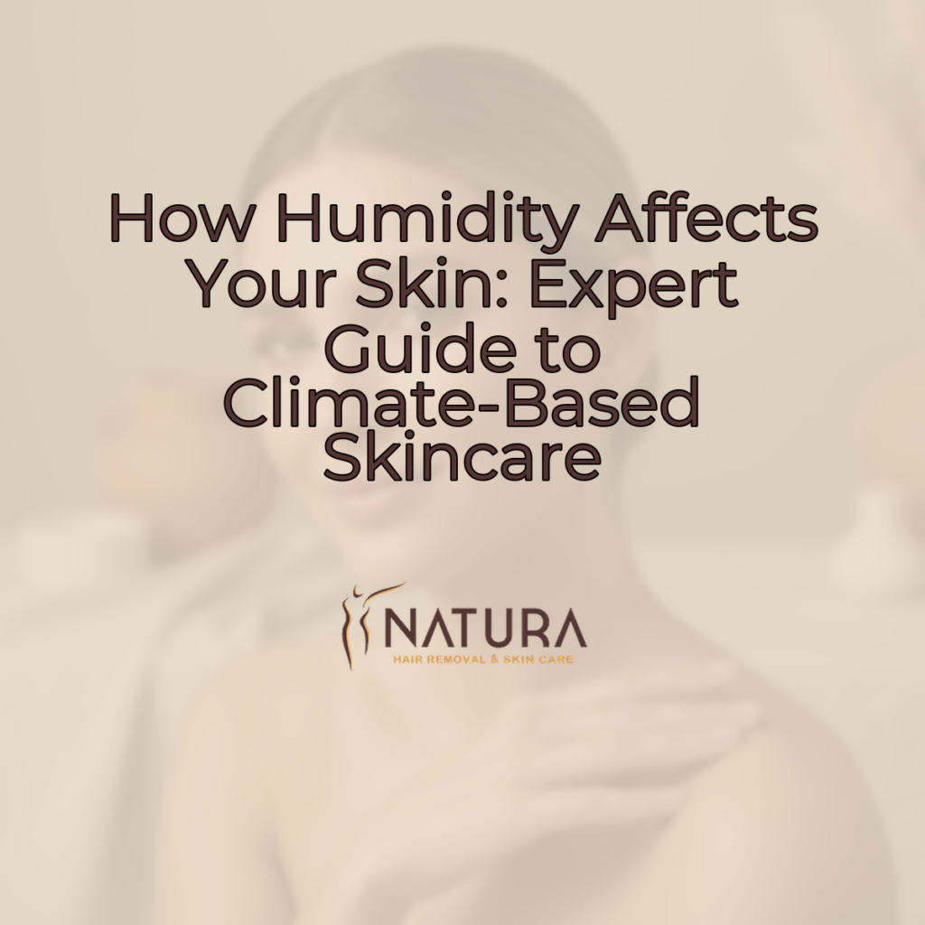 A woman with a contemplative gaze touches her glowing skin. The background is a soft blend of warm beige, cream, and soft brown.