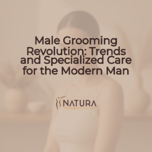 Soft warm natural aesthetic with a tasteful female model with natural glowing skin, relaxed pose, genuine confident smile. Slightly blurred background.