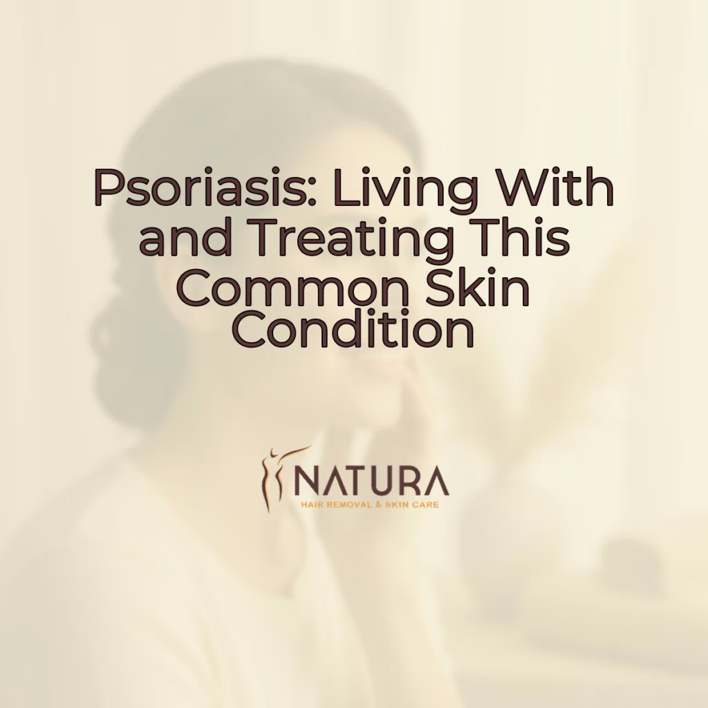 A serene, spa-like setting with warm beige and soft brown tones, showcasing a natural, glowing complexion.