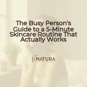 A woman with glowing skin, relaxed pose, and confident smile in a spa-like setting.