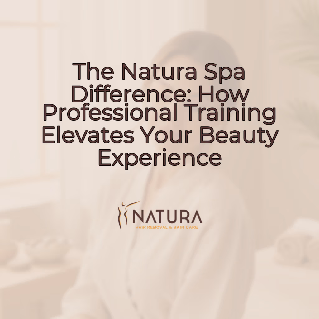 A woman with radiant skin, softly lit, in a natural spa setting. She has a serene expression and a gentle smile, with her hand lightly touching her face. The background is blurred, focusing on her tranquil presence, evoking a luxurious and natural skincare experience. The overall tone is warm and inviting, using a palette of soft beiges, creams, and browns. This image is professional and designed to promote a sense of wellness and natural beauty.