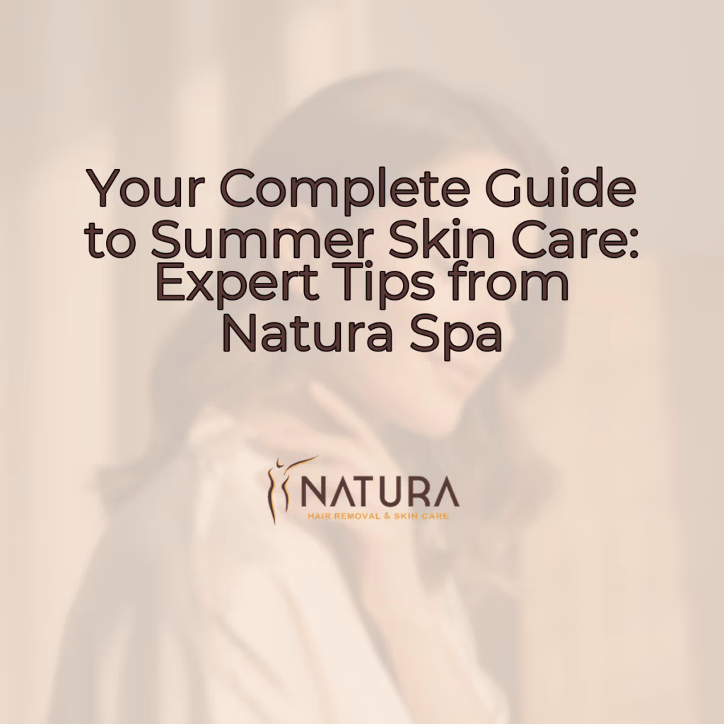 Soft, warm colors of a spa setting, with a woman enjoying a moment of relaxation and self-care.