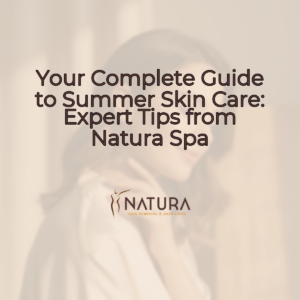 Soft, warm colors of a spa setting, with a woman enjoying a moment of relaxation and self-care.