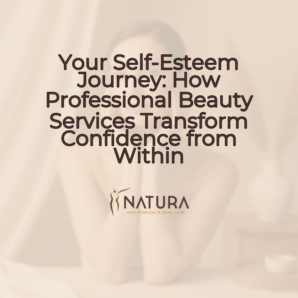 A woman with radiant skin in a relaxed pose, her hand gently touching her face, and a genuine, confident smile. The background is a soft, blurred landscape in warm beige and cream tones, evoking a luxurious spa-like feel.