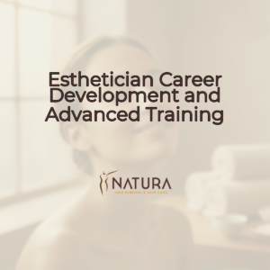 A woman with glowing skin, relaxed pose touching her face and a confident smile, in a soft, diffused lighting. The background is slightly blurred with a warm beige color scheme.