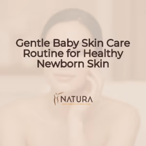 A warm beige/cream/soft brown palette with a contemplative model with natural glowing skin.