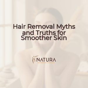 Soft beige, brown, and cream tones evoke a gentle, spa-like atmosphere. The foreground text is a deep brown, while highlights are a warm, inviting accent color.