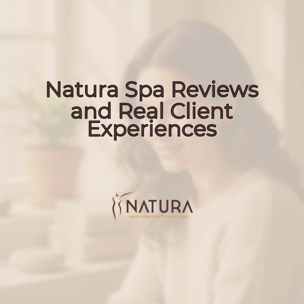 A serene, elegantly natural background image for Natura Spa. Woman's face with glowing skin, soft-focus, warmth.