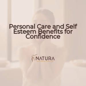 Skincare promotional background in warm beige/cream/soft brown, with a female model (woman, towel wrap, spa setting) looking confident and glowing.
