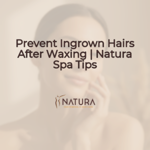 A soft, warm, natural spa background with a beige, cream, and soft brown palette. A female model with glowing skin and a gentle smile is in a relaxed pose.