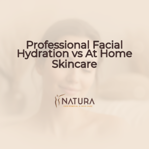 A serene female model with natural glowing skin, relaxed, eyes closed, touching her face, exuding a confident smile. The scene is bathed in soft diffused lighting with a blurred background, embodying a luxurious and spa-like natural aesthetic.