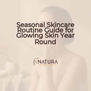 A serene female model with glowing skin and a confident smile, in a soft, natural setting. #SkincareGoals #NaturaSpa