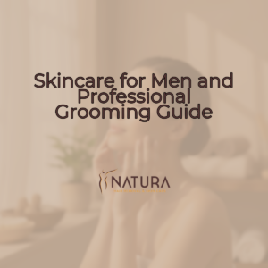 A serene, natural skincare aesthetic with warm beige and soft brown tones, evoking a luxurious and tranquil spa experience.