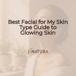A professional skincare promotional background with a 1:1 aspect ratio, featuring a diverse female model with glowing skin and a confident smile, set against a blurred background.