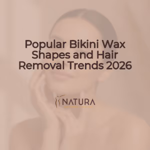 Soft warm skincare promotion background with a smiling model.