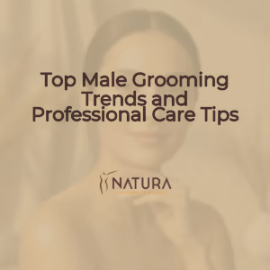 Soft, natural skincare promotion in warm beige and browns. A woman with glowing skin and a gentle smile is featured, evoking luxury and trust.